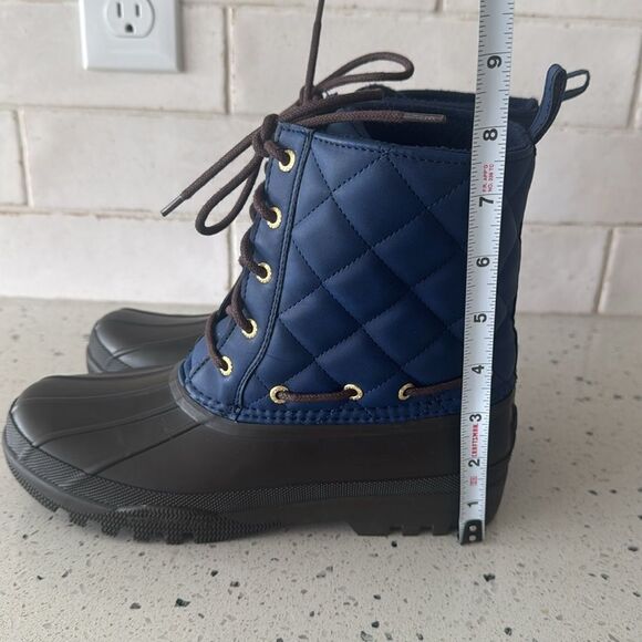 SPERRY Women’s Size 7 Waterproof Rubber Quilted Blue and Brown Rain Duck Boots - Picture 7 of 10
